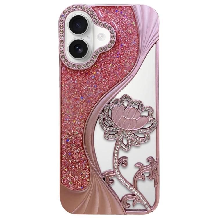 Ốp lưng điện thoại TPU mạ điện khắc rỗng hoa sen đính đá lấp lánh, dành cho iPhone 17 Pro Max, iPhone 17 Pro, iPhone 17, iPhone 16 Pro Max, iPhone 16 Pro, iPhone 16, iPhone 15 Pro Max, iPhone 15 Pro