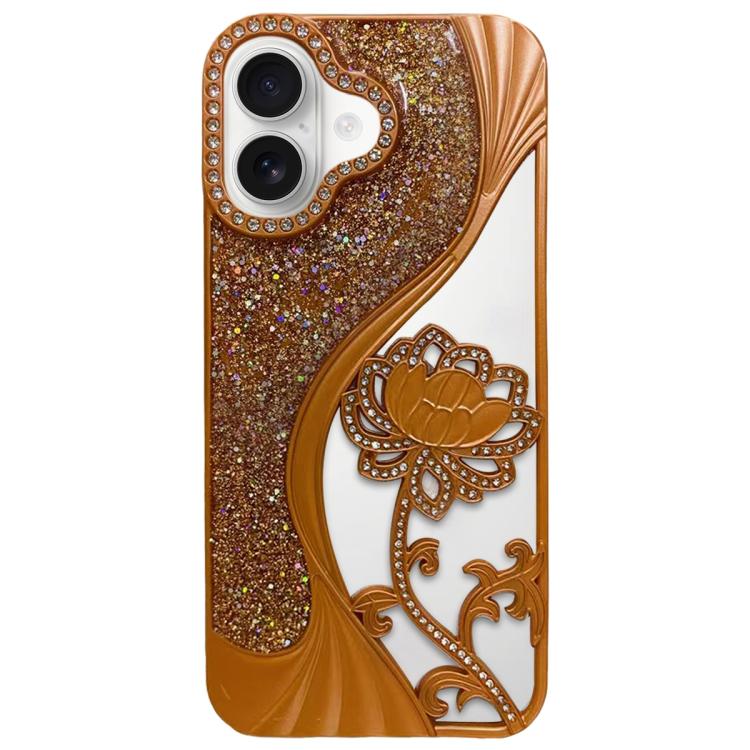 Ốp lưng điện thoại TPU mạ điện khắc rỗng hoa sen đính đá lấp lánh, dành cho iPhone 17 Pro Max, iPhone 17 Pro, iPhone 17, iPhone 16 Pro Max, iPhone 16 Pro, iPhone 16, iPhone 15 Pro Max, iPhone 15 Pro
