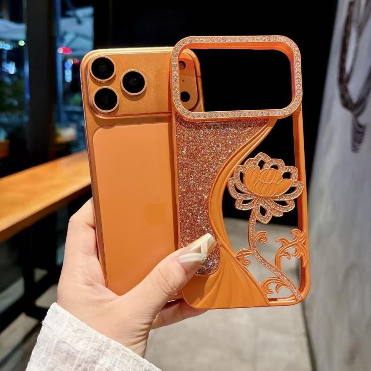 Ốp lưng điện thoại TPU mạ điện khắc rỗng hoa sen đính đá lấp lánh, dành cho iPhone 12 Pro Max, iPhone 12 Pro, iPhone 11 Pro Max, iPhone 11