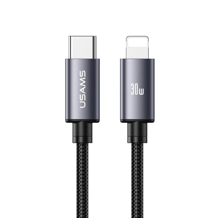 Cáp dữ liệu sạc nhanh hợp kim nhôm USAMS SJ770 U91 30W Type-C sang 8 Pin, Chiều dài: 1m, SJ770