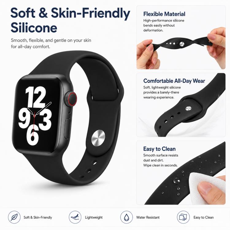 Bộ 5 dây đồng hồ thể thao silicone màu trơn xDfind, dành cho Apple Watch 42 / 44 / 45 / 46 / 49mm, dành cho Apple Watch 38 / 40 / 41 / S11 42mm