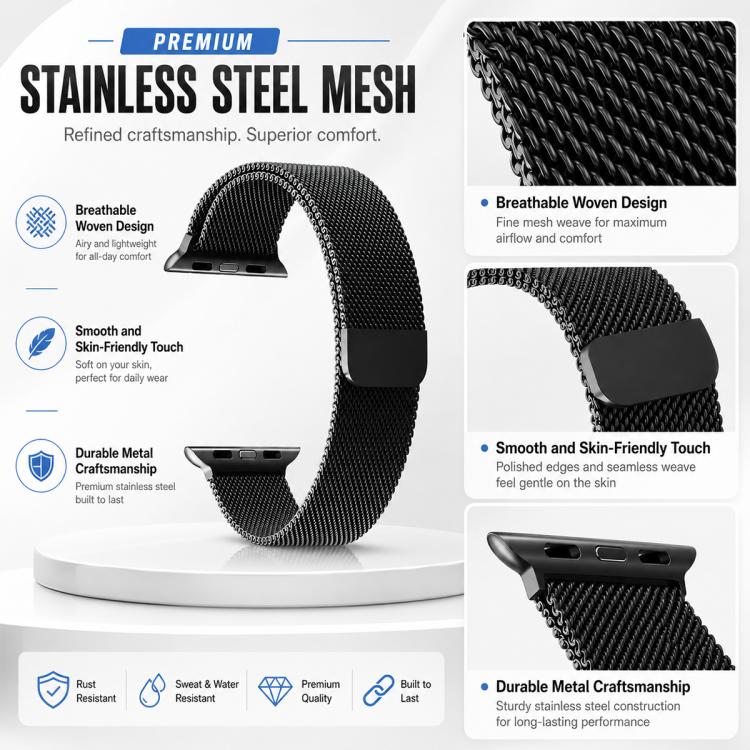 Bộ 5 dây đồng hồ kim loại từ tính Milanese xDfind, dành cho Apple Watch 42 / 44 / 45 / 46 / 49mm, dành cho Apple Watch 38 / 40 / 41 / S11 42mm