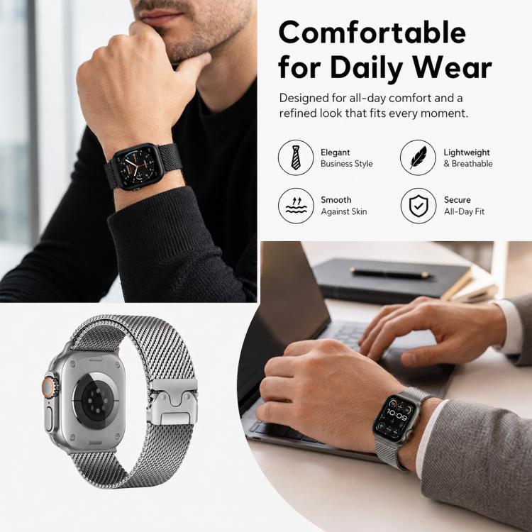 Bộ 5 dây đồng hồ Milanese khóa dù + khóa bướm hỗn hợp xDfind, dành cho Apple Watch 42 / 44 / 45 / 46 / 49mm, dành cho Apple Watch 38 / 40 / 41 / S11 42mm