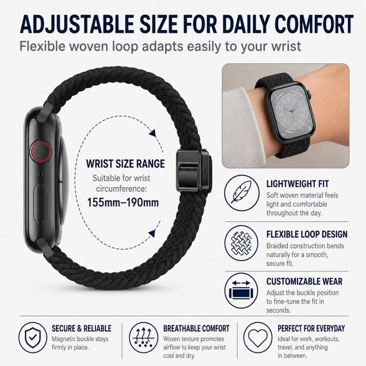 Bộ 5 dây đồng hồ dệt vòng khóa từ tính xDfind, dành cho Apple Watch 42 / 44 / 45 / 46 / 49mm, dành cho Apple Watch 38 / 40 / 41 / S11 42mm