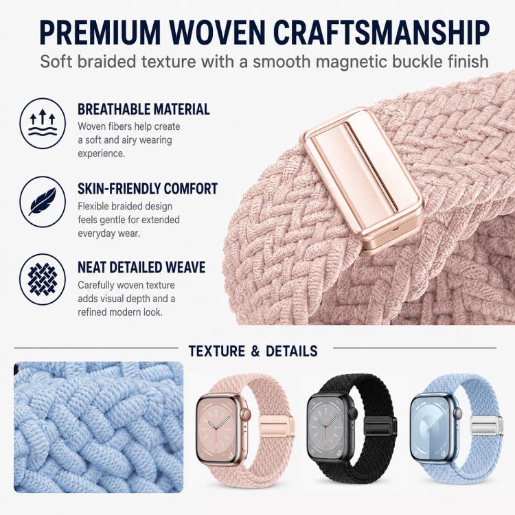 Bộ 5 dây đồng hồ dệt vòng khóa từ tính xDfind, dành cho Apple Watch 42 / 44 / 45 / 46 / 49mm, dành cho Apple Watch 38 / 40 / 41 / S11 42mm