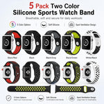 Bộ 5 dây đồng hồ thể thao silicone hai màu xDfind, dành cho Apple Watch 42 / 44 / 45 / 46 / 49mm, dành cho Apple Watch 38 / 40 / 41 / S11 42mm