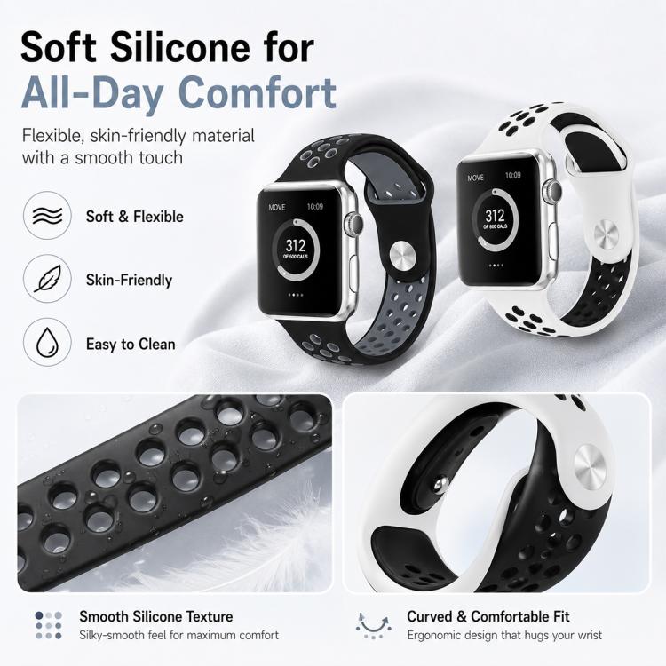 Bộ 5 dây đồng hồ thể thao silicone hai màu xDfind, dành cho Apple Watch 42 / 44 / 45 / 46 / 49mm, dành cho Apple Watch 38 / 40 / 41 / S11 42mm