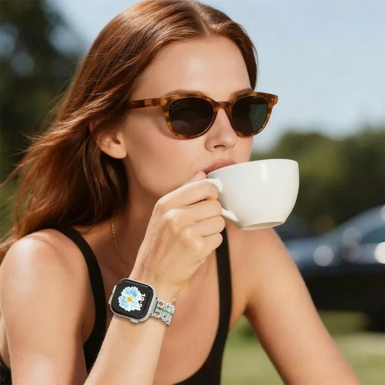 Dây đồng hồ da thật kết hợp thép không gỉ đính kim cương xDfind, dành cho Apple Watch 38 / 40 / 41 / S11 42mm