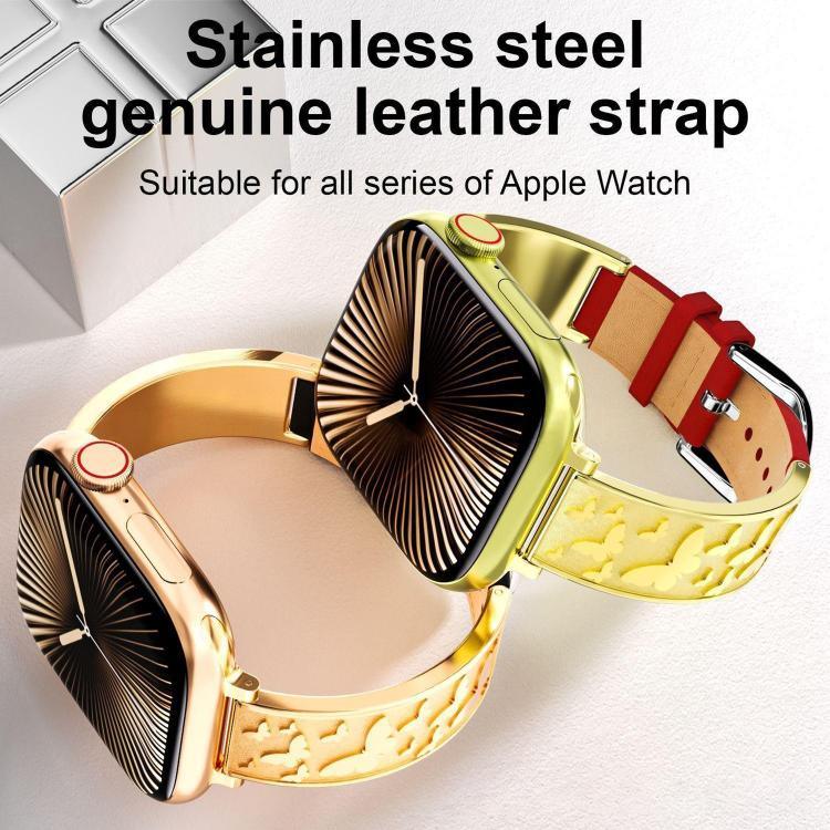 Dây đồng hồ da thật kết hợp thép không gỉ khóa bướm xDfind, dành cho Apple Watch 42 / 44 / 45 / 46 / 49mm, dành cho Apple Watch 38 / 40 / 41 / S11 42mm