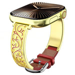Dây đồng hồ da thật kết hợp thép không gỉ khắc hoa văn cổ điển xDfind, dành cho Apple Watch 38 / 40 / 41 / S11 42mm