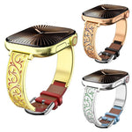 Dây đồng hồ da thật kết hợp thép không gỉ khắc hoa văn cổ điển xDfind, dành cho Apple Watch 38 / 40 / 41 / S11 42mm