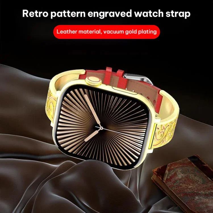 Dây đồng hồ da thật kết hợp thép không gỉ khắc hoa văn cổ điển xDfind, dành cho Apple Watch 38 / 40 / 41 / S11 42mm