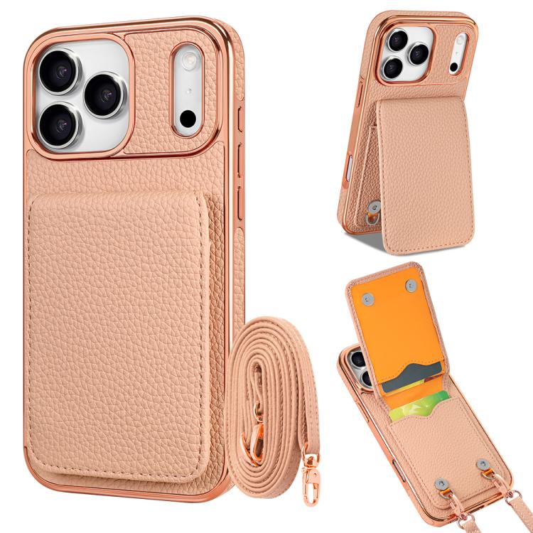 Ốp lưng điện thoại ví PU họa tiết vân quả vải VIETAO có dây đeo, dành cho iPhone 17 Pro Max, iPhone 17 Pro