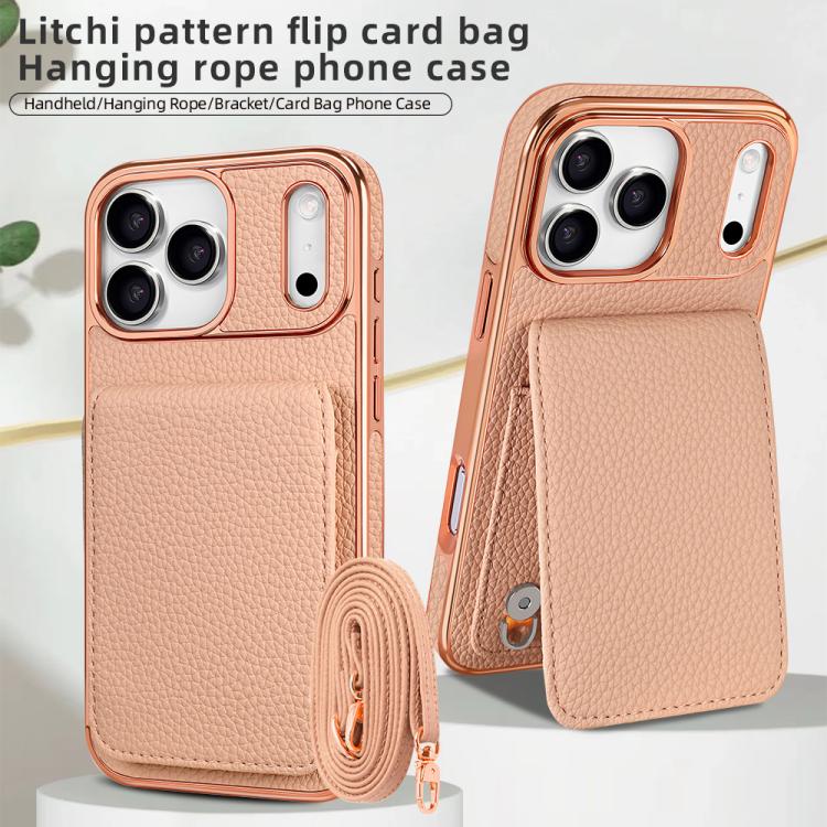Ốp lưng điện thoại ví PU họa tiết vân quả vải VIETAO có dây đeo, dành cho iPhone 17 Pro Max, iPhone 17 Pro