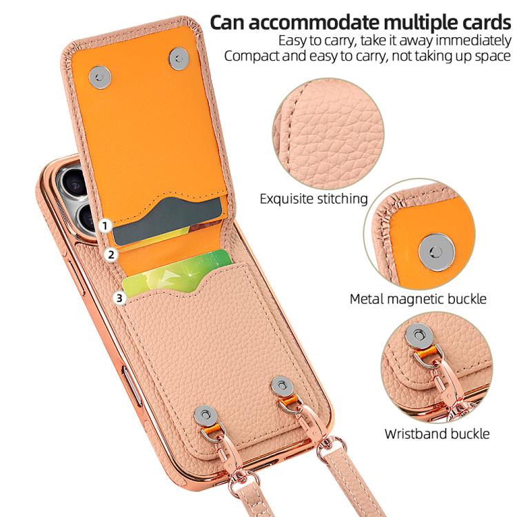 Ốp lưng điện thoại ví PU họa tiết vân quả vải VIETAO có dây đeo, dành cho iPhone 17 Pro Max, iPhone 17 Pro