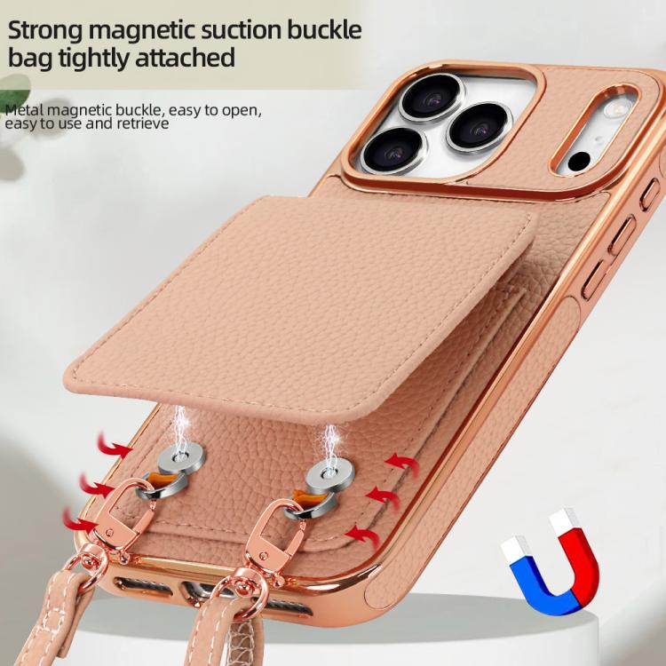 Ốp lưng điện thoại ví PU họa tiết vân quả vải VIETAO có dây đeo, dành cho iPhone 17 Pro Max, iPhone 17 Pro