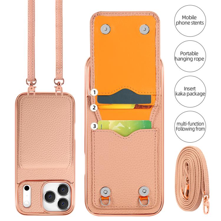 Ốp lưng điện thoại ví PU họa tiết vân quả vải VIETAO có dây đeo, dành cho iPhone 17 Pro Max, iPhone 17 Pro