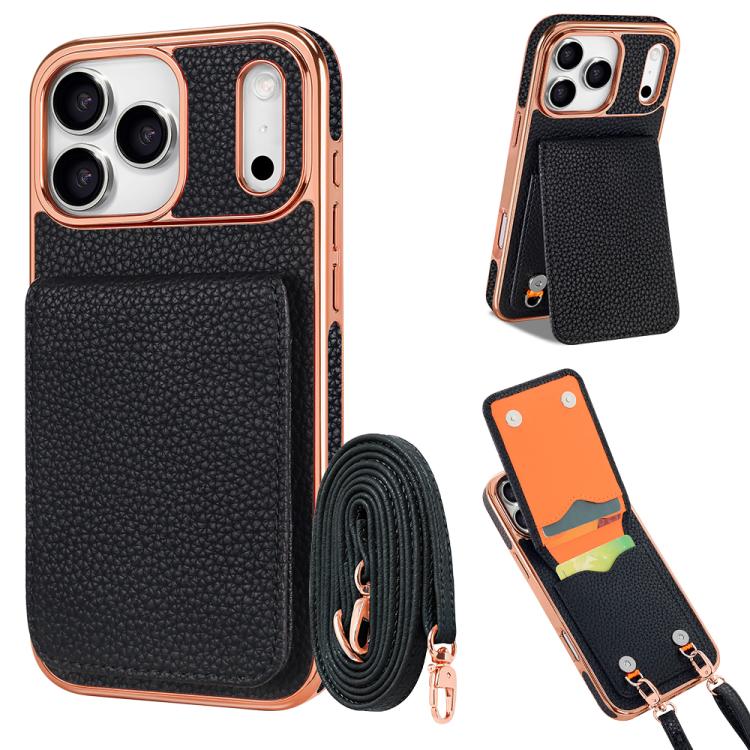 Ốp lưng điện thoại ví PU họa tiết vân quả vải VIETAO có dây đeo, dành cho iPhone 17 Pro Max, iPhone 17 Pro