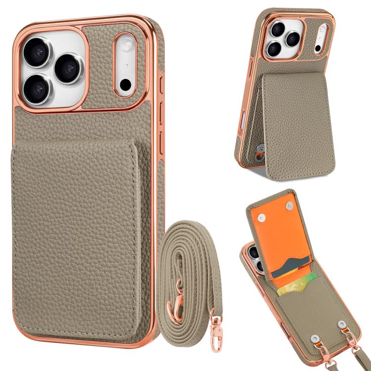 Ốp lưng điện thoại ví PU họa tiết vân quả vải VIETAO có dây đeo, dành cho iPhone 17 Pro Max, iPhone 17 Pro