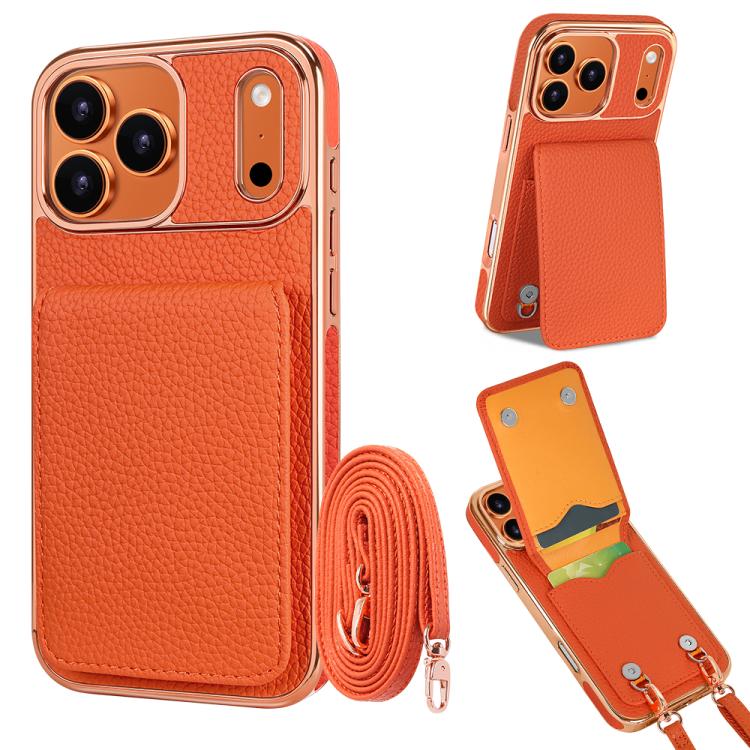 Ốp lưng điện thoại ví PU họa tiết vân quả vải VIETAO có dây đeo, dành cho iPhone 17 Pro Max, iPhone 17 Pro
