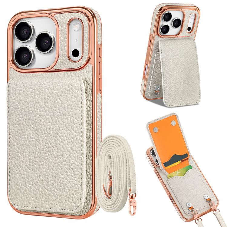 Ốp lưng điện thoại ví PU họa tiết vân quả vải VIETAO có dây đeo, dành cho iPhone 17 Pro Max, iPhone 17 Pro