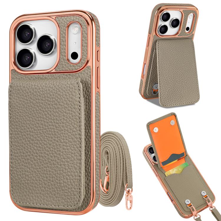 Ốp lưng điện thoại ví PU họa tiết vân quả vải VIETAO có dây đeo, dành cho iPhone 17 Pro Max, iPhone 17 Pro