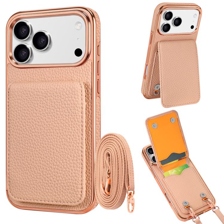 Ốp lưng điện thoại ví PU họa tiết vân quả vải VIETAO có dây đeo, dành cho iPhone 17 Pro Max, iPhone 17 Pro