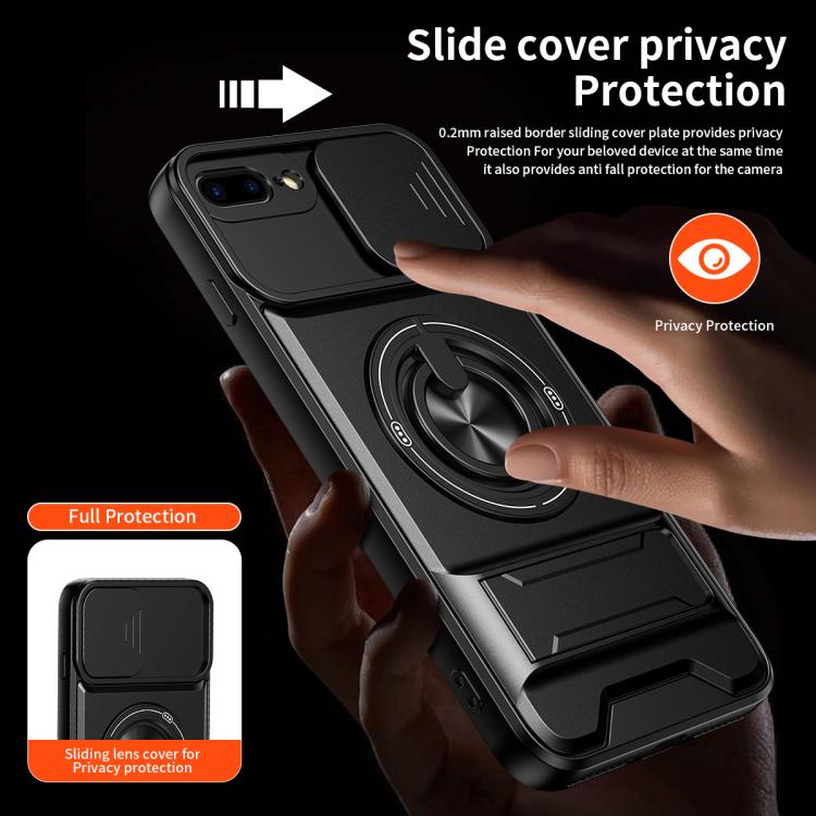 Lens Sliding Window Multifunctional Magnetic Shockproof Phone Case, For iPhone 7 Plus, For iPhone 7
