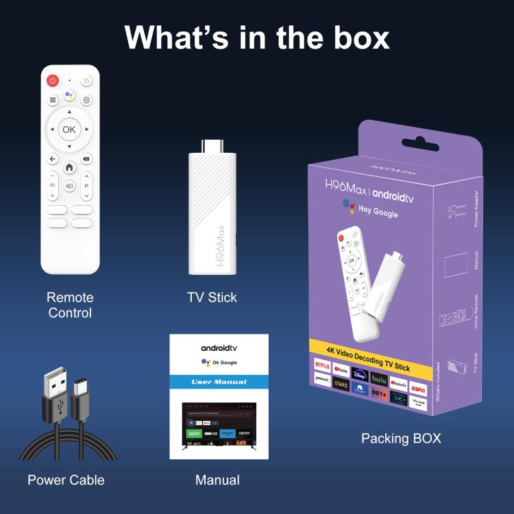 H96 Max H313 Android 14 Mini TV Stick HD kèm điều khiển từ xa, ARM Cortex-A53 Quad Core, 2GB+16GB, 2GB+8GB