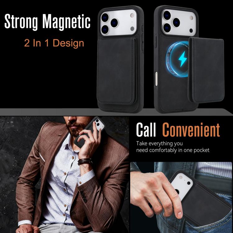 Ốp lưng điện thoại ví nam châm giả da cổ điển YM030, dành cho iPhone 17 Pro Max, dành cho iPhone 17 Pro