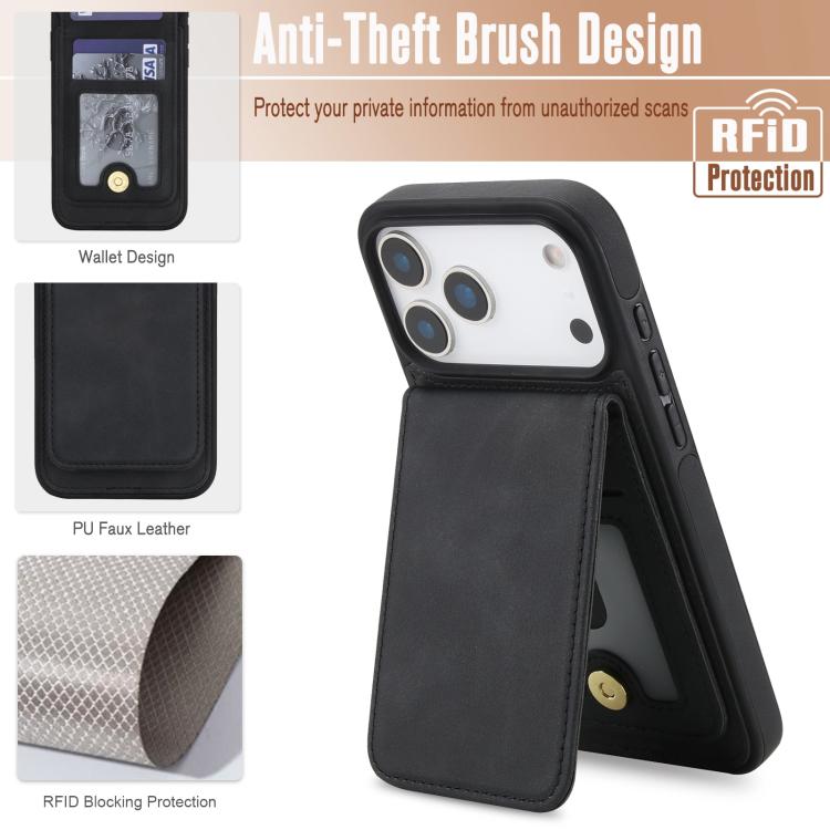 Ốp lưng điện thoại ví nam châm giả da cổ điển YM030, dành cho iPhone 17 Pro Max, dành cho iPhone 17 Pro