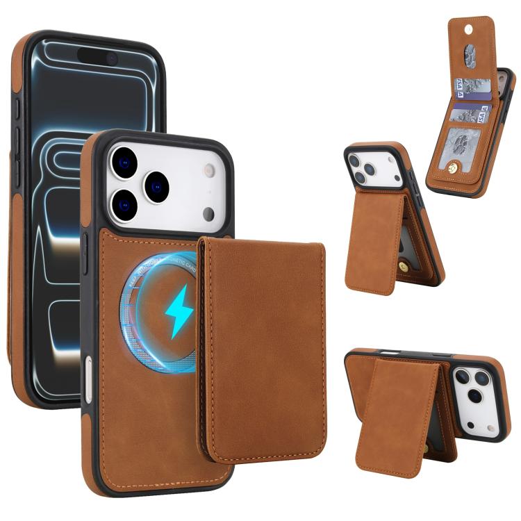 Ốp lưng điện thoại ví nam châm giả da cổ điển YM030, dành cho iPhone 17 Pro Max, dành cho iPhone 17 Pro