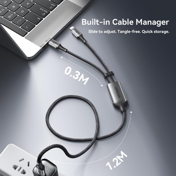 Cáp dữ liệu sạc nhanh 2 trong 1 JOYROOM S-A57 RapidX Series 100W USB-C / Type-C sang USB-C / Type-C, 8 Pin, 1.5m