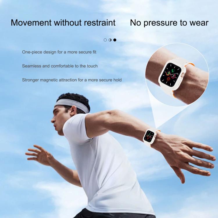 Dây đồng hồ silicone tích hợp TPU từ tính khóa ngược, dành cho Apple Watch 45mm / 44mm, dành cho Apple Watch 41mm / 40mm