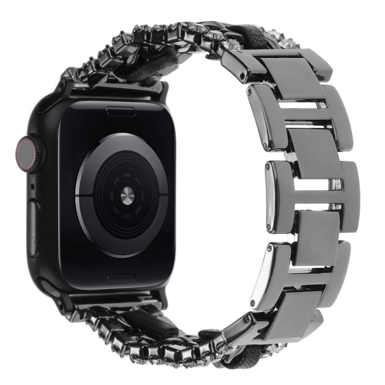 Dây đồng hồ kim loại da tổng hợp Diamond, dành cho Apple Watch 46mm / 49mm / 45mm / 44mm, dành cho Apple Watch 42mm / 41mm / 40mm / 38mm
