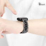 Dây đồng hồ kim loại da tổng hợp Diamond, dành cho Apple Watch 46mm / 49mm / 45mm / 44mm, dành cho Apple Watch 42mm / 41mm / 40mm / 38mm