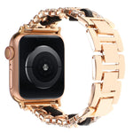 Dây đồng hồ kim loại da tổng hợp Diamond, dành cho Apple Watch 46mm / 49mm / 45mm / 44mm, dành cho Apple Watch 42mm / 41mm / 40mm / 38mm