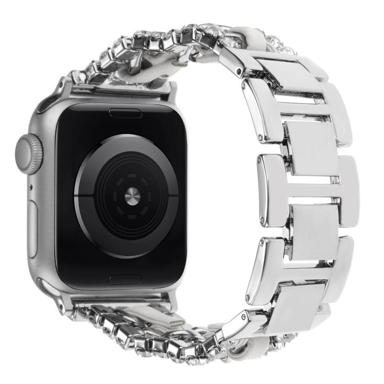 Dây đồng hồ kim loại da tổng hợp Diamond, dành cho Apple Watch 46mm / 49mm / 45mm / 44mm, dành cho Apple Watch 42mm / 41mm / 40mm / 38mm