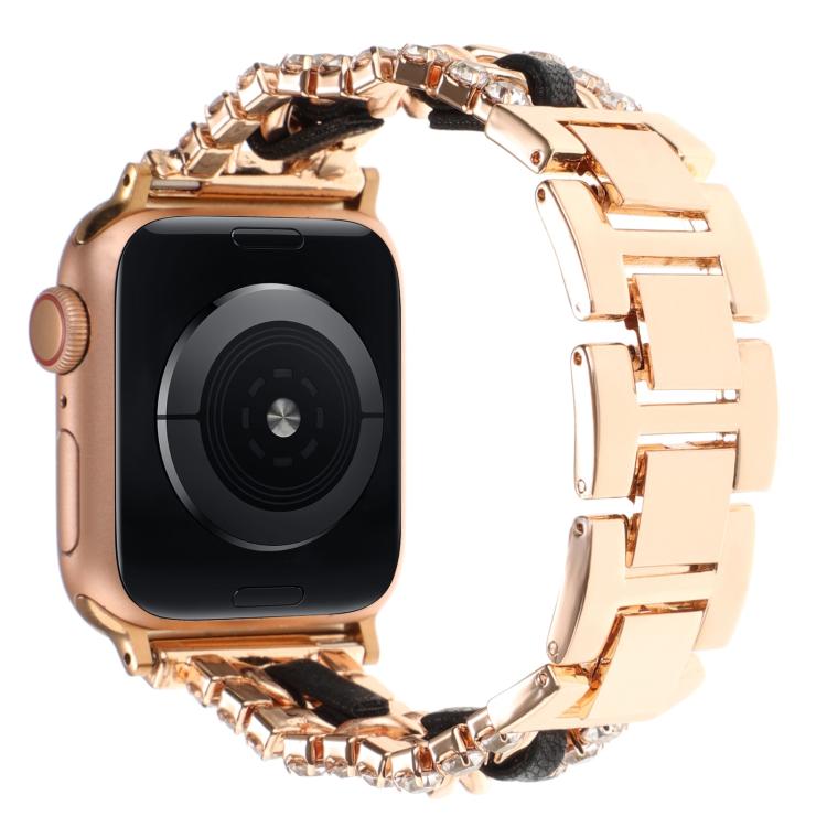 Dây đồng hồ kim loại da tổng hợp Diamond, dành cho Apple Watch 46mm / 49mm / 45mm / 44mm, dành cho Apple Watch 42mm / 41mm / 40mm / 38mm