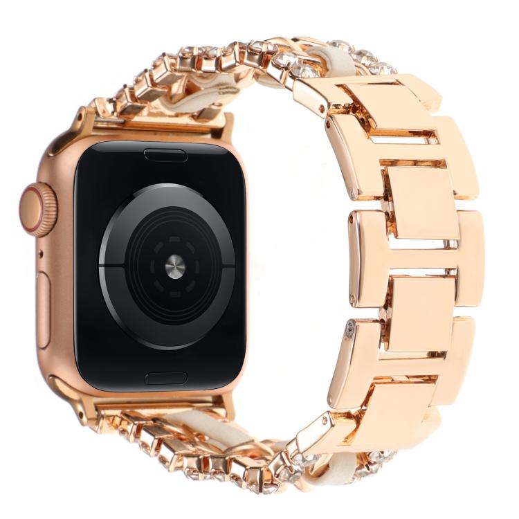 Dây đồng hồ kim loại da tổng hợp Diamond, dành cho Apple Watch 46mm / 49mm / 45mm / 44mm, dành cho Apple Watch 42mm / 41mm / 40mm / 38mm