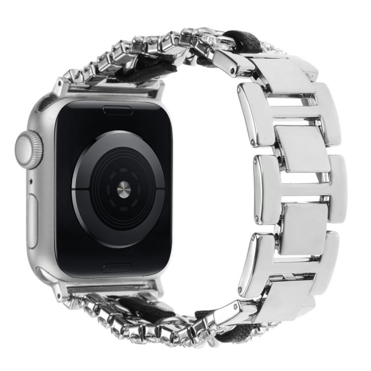 Dây đồng hồ kim loại da tổng hợp Diamond, dành cho Apple Watch 46mm / 49mm / 45mm / 44mm, dành cho Apple Watch 42mm / 41mm / 40mm / 38mm