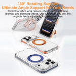 Ốp lưng điện thoại hỗn hợp TPU PC bọc giáp băng nam châm có giá đỡ xoay, dành cho iPhone 17 Pro Max, dành cho iPhone 17 Pro, dành cho iPhone Air