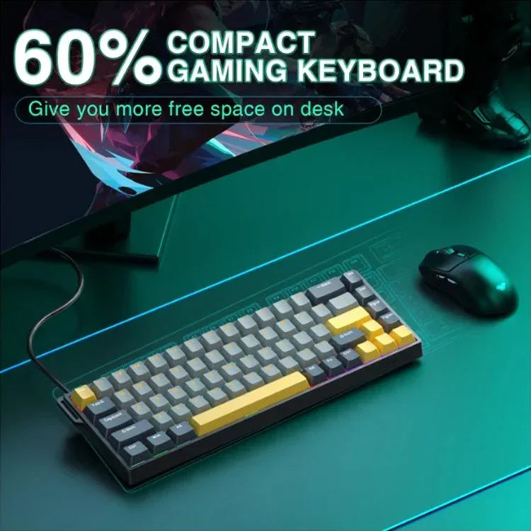 Bàn phím có dây AULA WIN68HE phiên bản MAX 68 phím có đèn RGB, WIN68HE trục từ tính Wing Chun màu đậm + nhạt + vàng