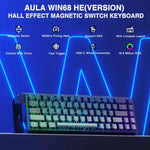 Bàn phím có dây AULA WIN68HE phiên bản tiêu chuẩn 68 phím có đèn RGB, WIN68HE trục từ tính màu đen viền xám gỗ