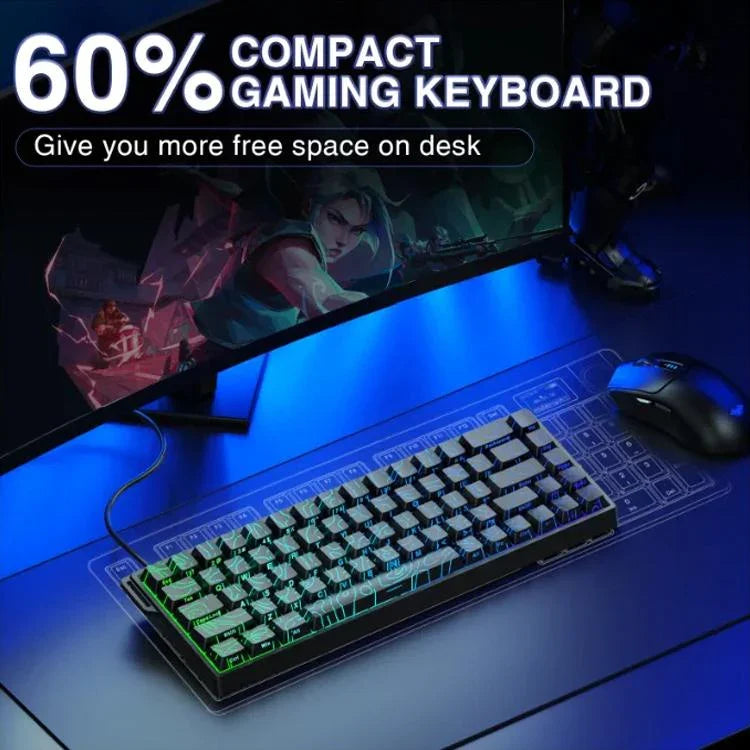 Bàn phím có dây AULA WIN68HE phiên bản tiêu chuẩn 68 phím có đèn RGB, WIN68HE trục từ tính màu đen viền xám gỗ