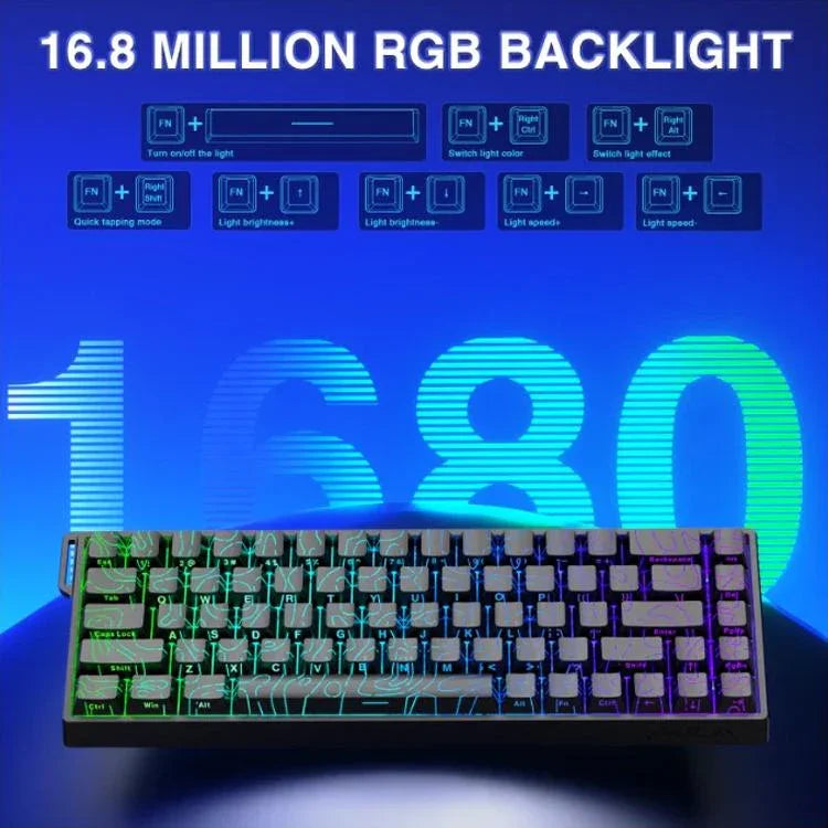 Bàn phím có dây AULA WIN68HE phiên bản tiêu chuẩn 68 phím có đèn RGB, WIN68HE trục từ tính màu đen viền xám gỗ