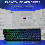 Bàn phím có dây AULA WIN68HE phiên bản tiêu chuẩn 68 phím có đèn RGB, WIN68HE trục từ tính màu đen viền xám gỗ