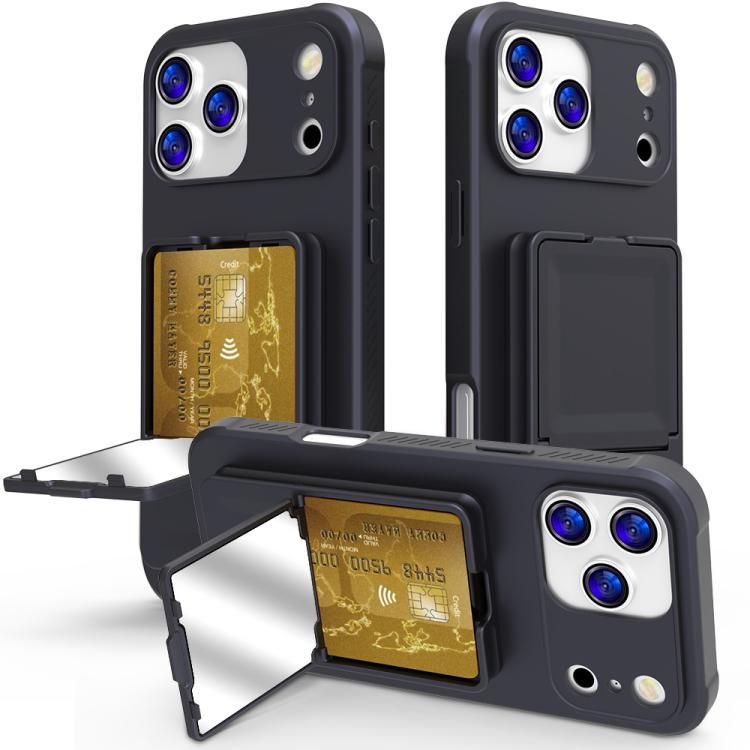 Ốp lưng điện thoại TPU cảm giác da có gương ẩn và túi đựng thẻ kèm chân đế, dành cho iPhone 17 Pro Max, dành cho iPhone 17 Pro, dành cho iPhone 17, dành cho iPhone Air