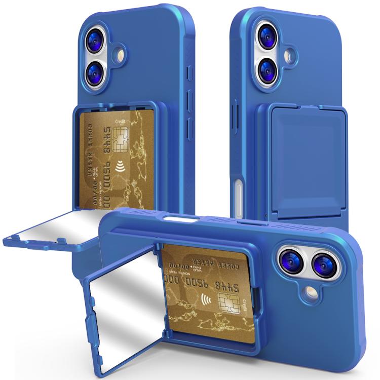 Ốp lưng điện thoại TPU cảm giác da có gương ẩn và túi đựng thẻ kèm chân đế, dành cho iPhone 17 Pro Max, dành cho iPhone 17 Pro, dành cho iPhone 17, dành cho iPhone Air
