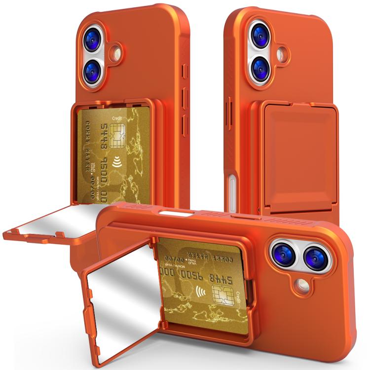 Ốp lưng điện thoại TPU cảm giác da có gương ẩn và túi đựng thẻ kèm chân đế, dành cho iPhone 17 Pro Max, dành cho iPhone 17 Pro, dành cho iPhone 17, dành cho iPhone Air